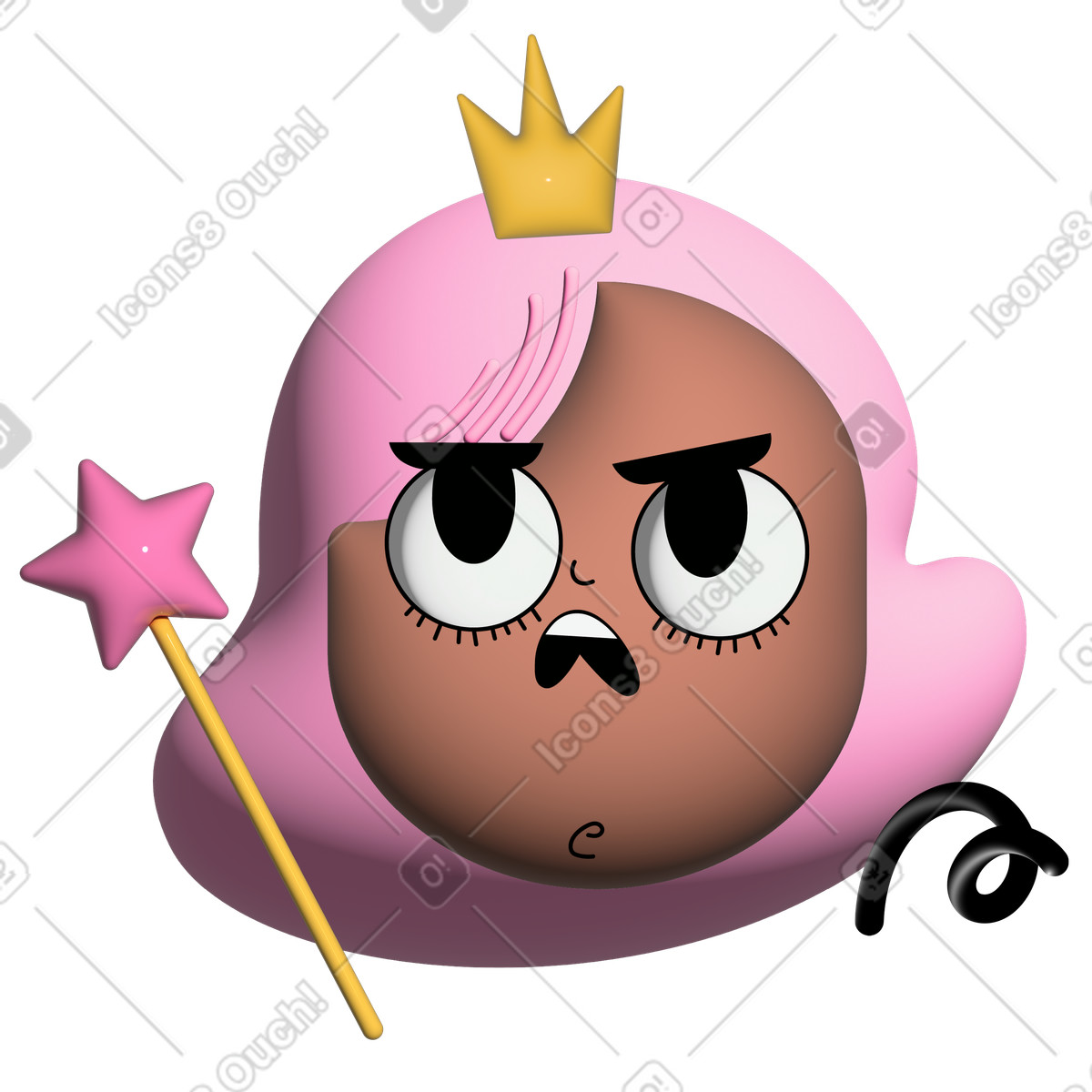 Ilustración Girl with crown and magic wand en estilo Cartoony a descargar en PNG y SVG