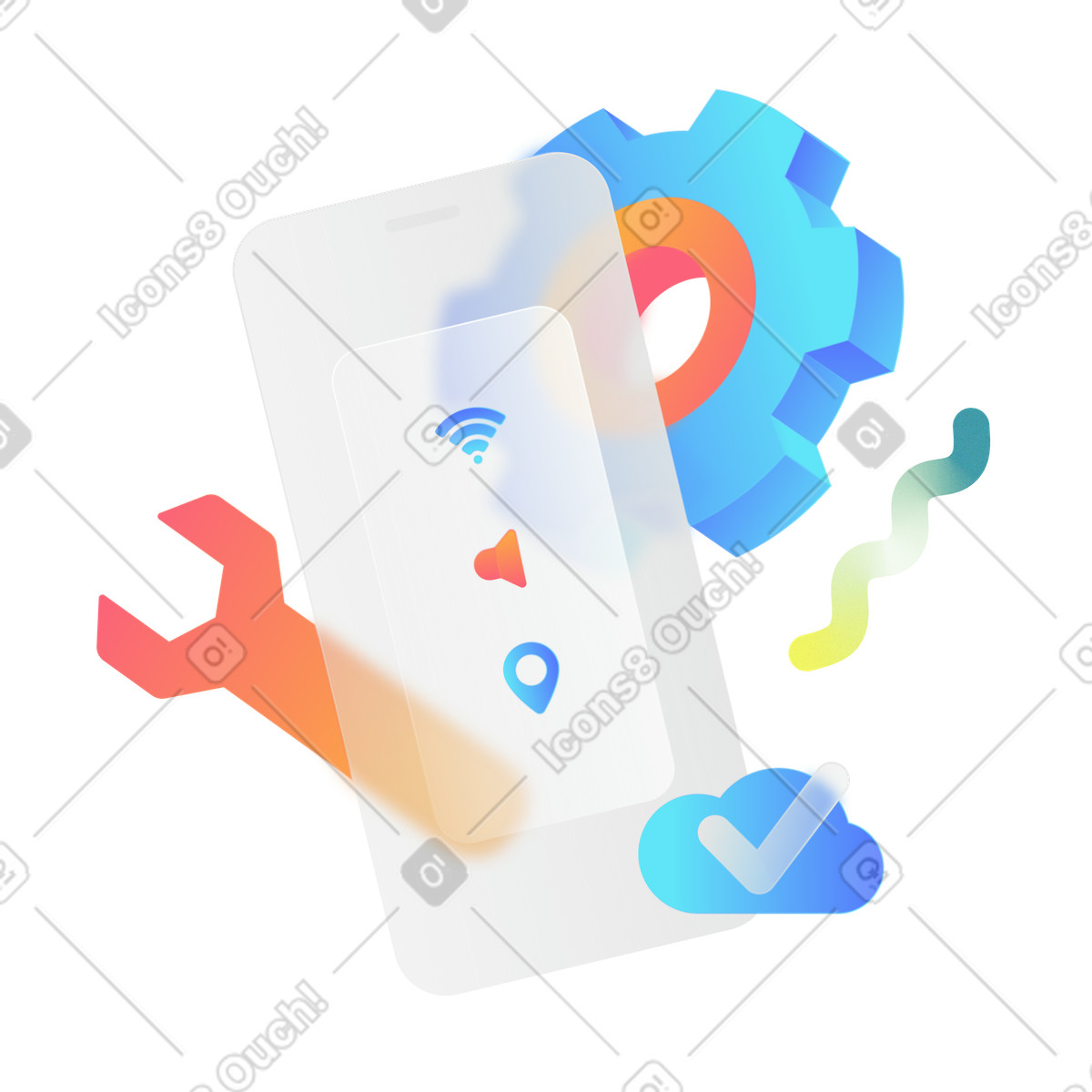 Smartphone settings and options illustration in Morphis style download in PNG, SVG