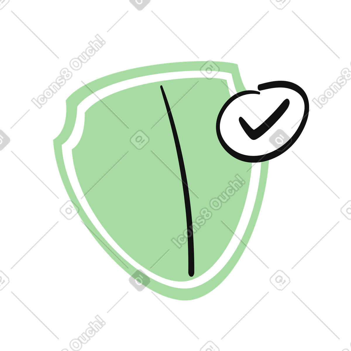 下载 Organic 风格的 Shield security badge with checkmark symbol for approved protection 插画，支持 PNG、SVG 格式
