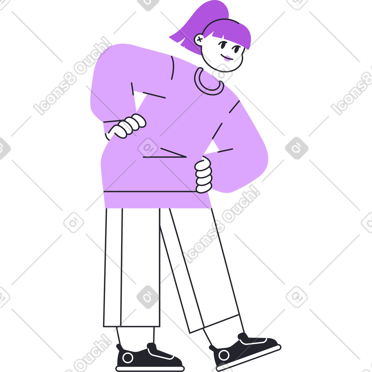 Girl standing and leaning to the right illustration in Grapy style download in PNG, SVG