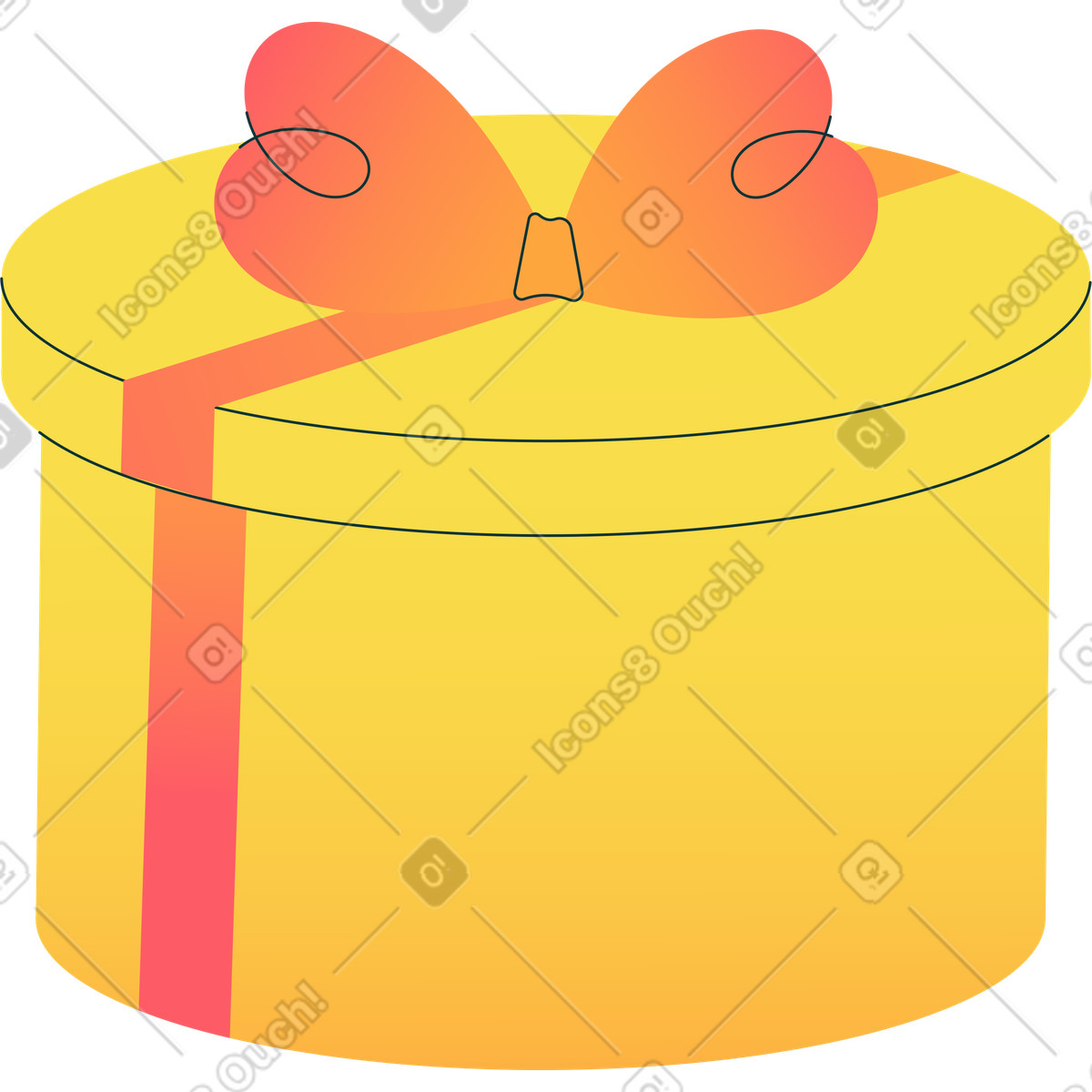 下载 Florid 风格的 带蝴蝶结的圆形礼品盒 插画，支持 PNG、SVG 格式
