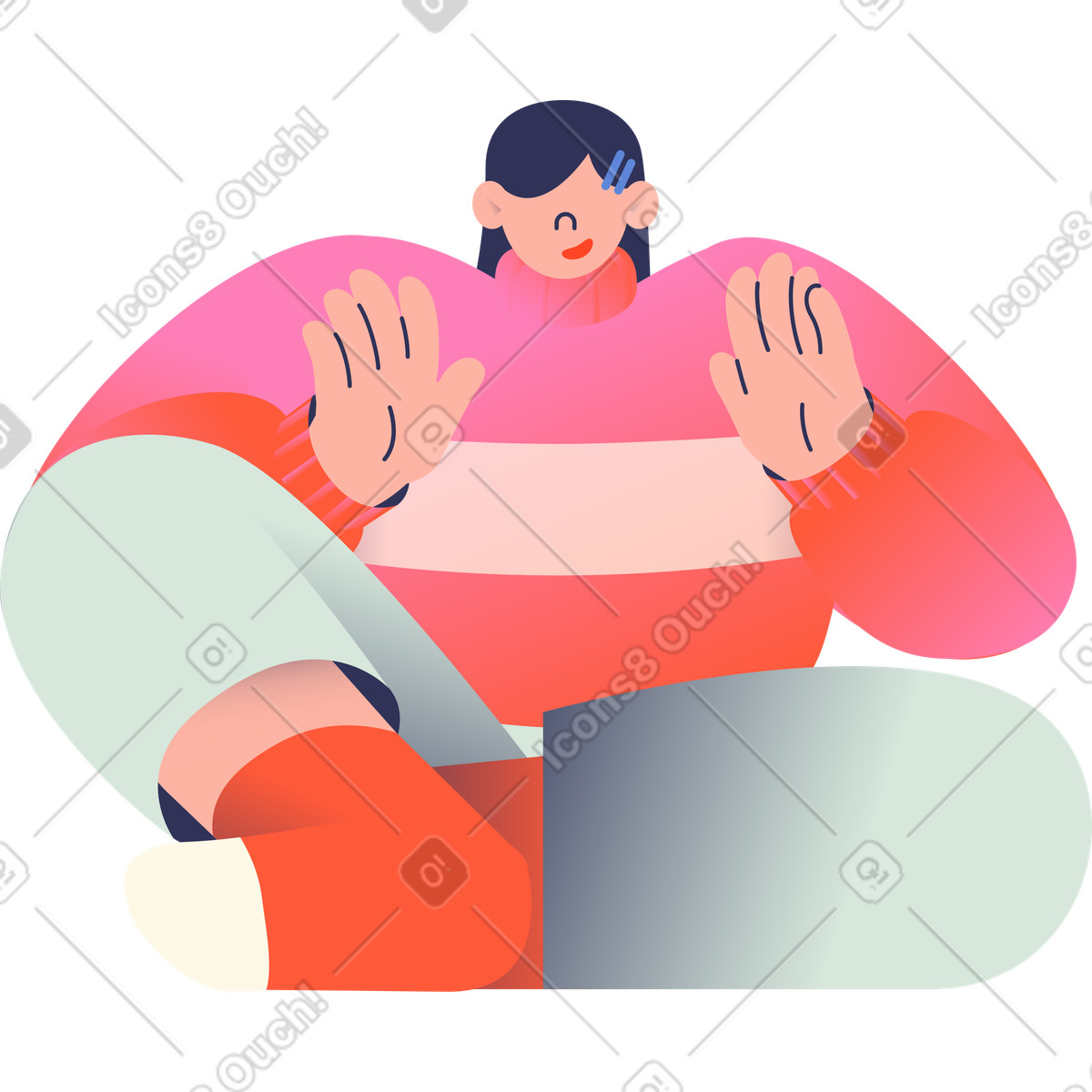 Sitzende junge frau-Illustration im Beam-Stil als Download in PNG, SVG