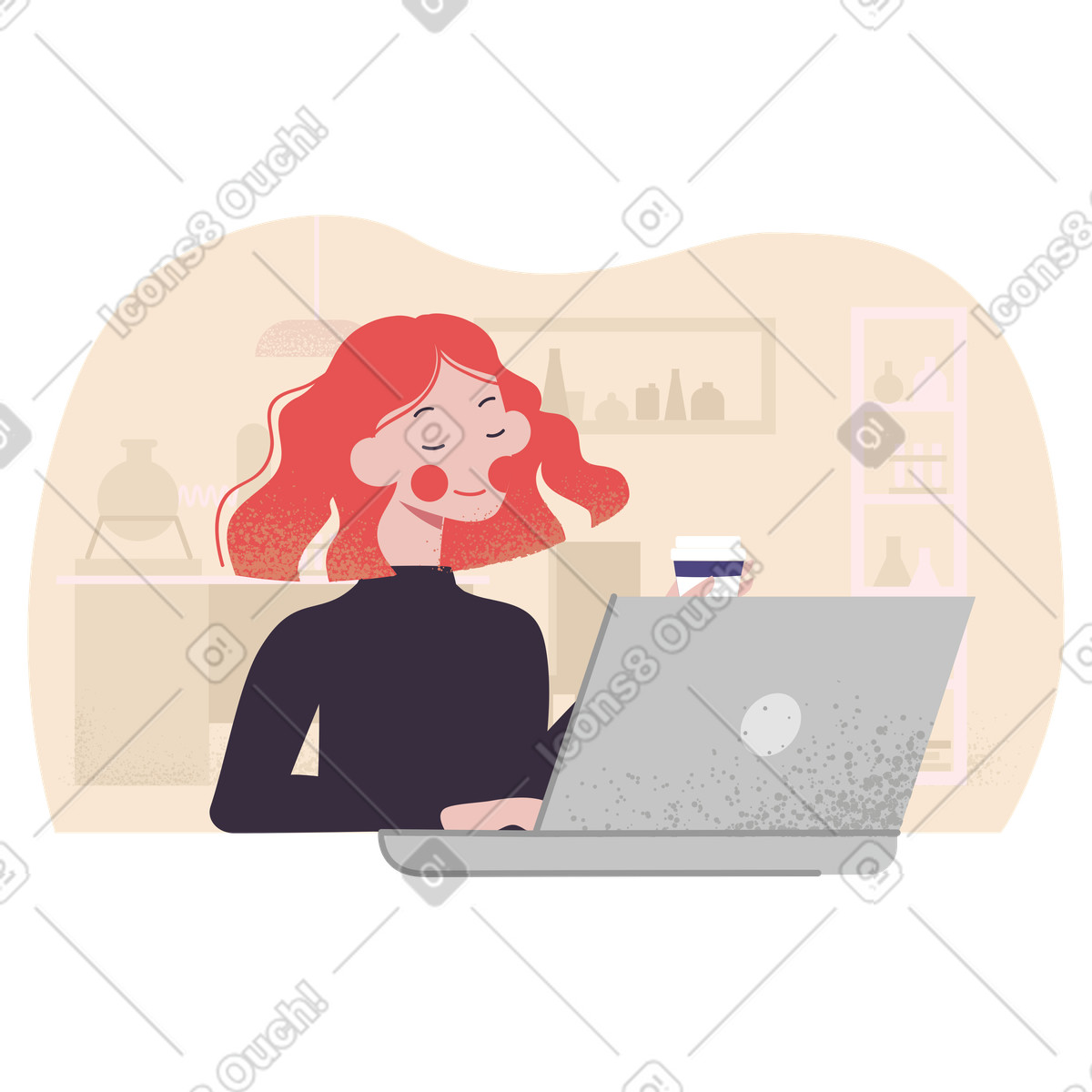 Enjoying remote work illustration in Pale style download in PNG, SVG