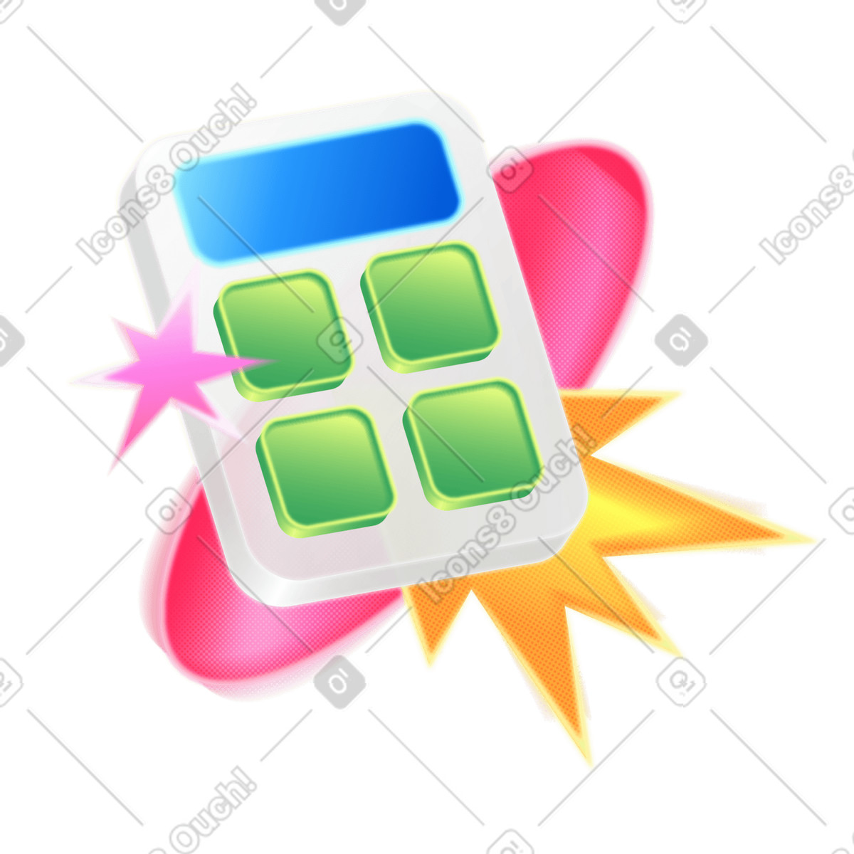 Calculator and decorative elements illustration in PNG, SVG