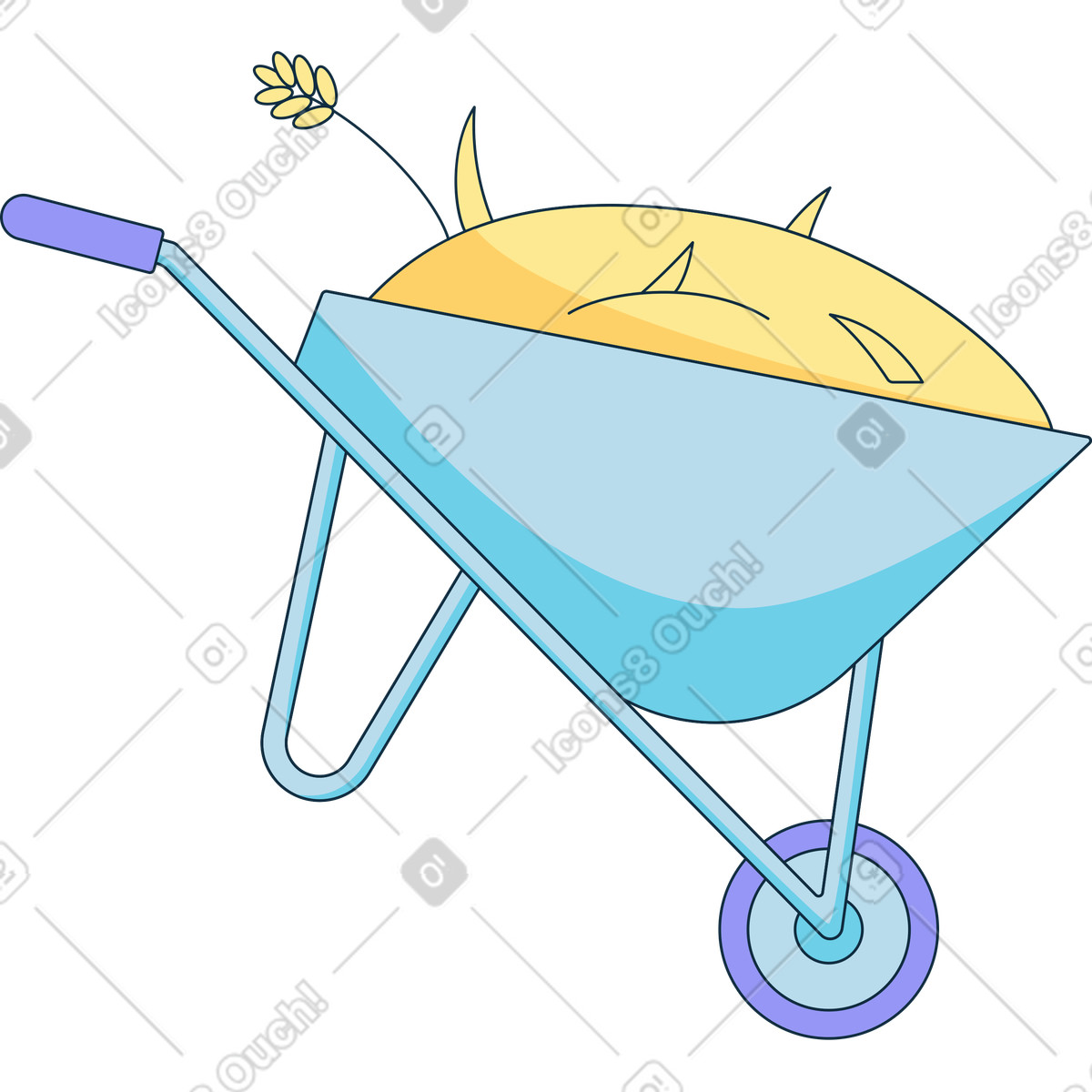 Bubble gum スタイルの 干し草と農夫の手押し車 のイラストをPNG、SVG形式でダウンロード