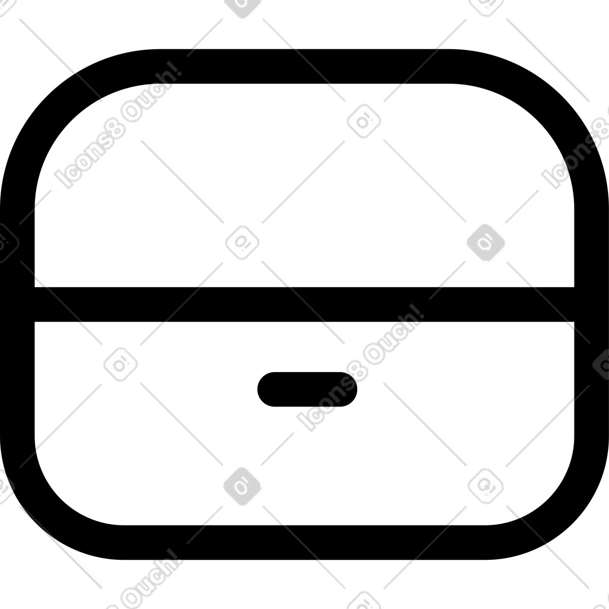 Earphone case outline with rounded corners and center button detail-Illustration im Notion Line Art-Stil als Download in PNG, SVG