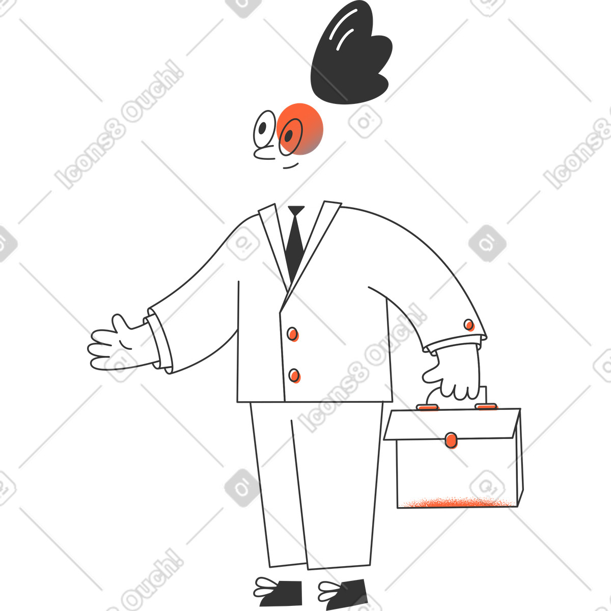 Geschäftsmann-Illustration im Crayon-Stil als Download in PNG, SVG