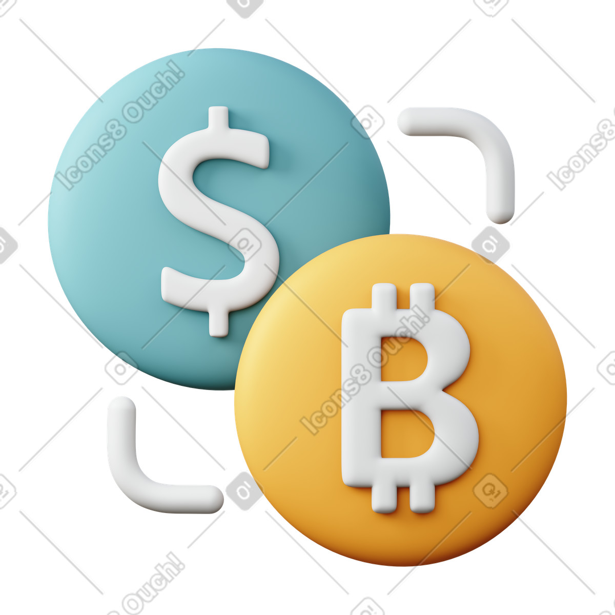 Dollar bitcoin exchange illustrazione in stile 3D Sugary scarica in PNG, SVG