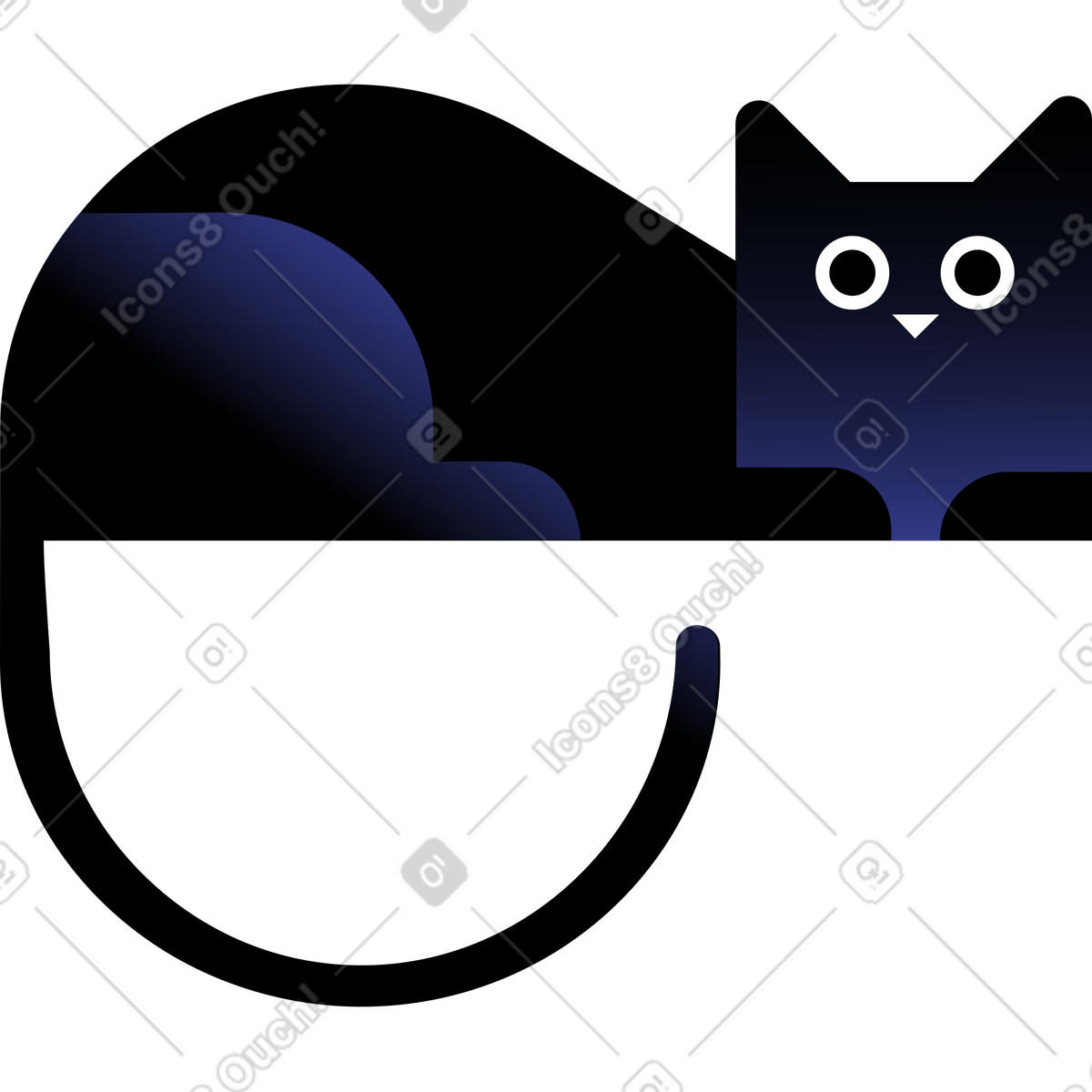Gatto nero illustrazione in stile Wavy scarica in PNG, SVG