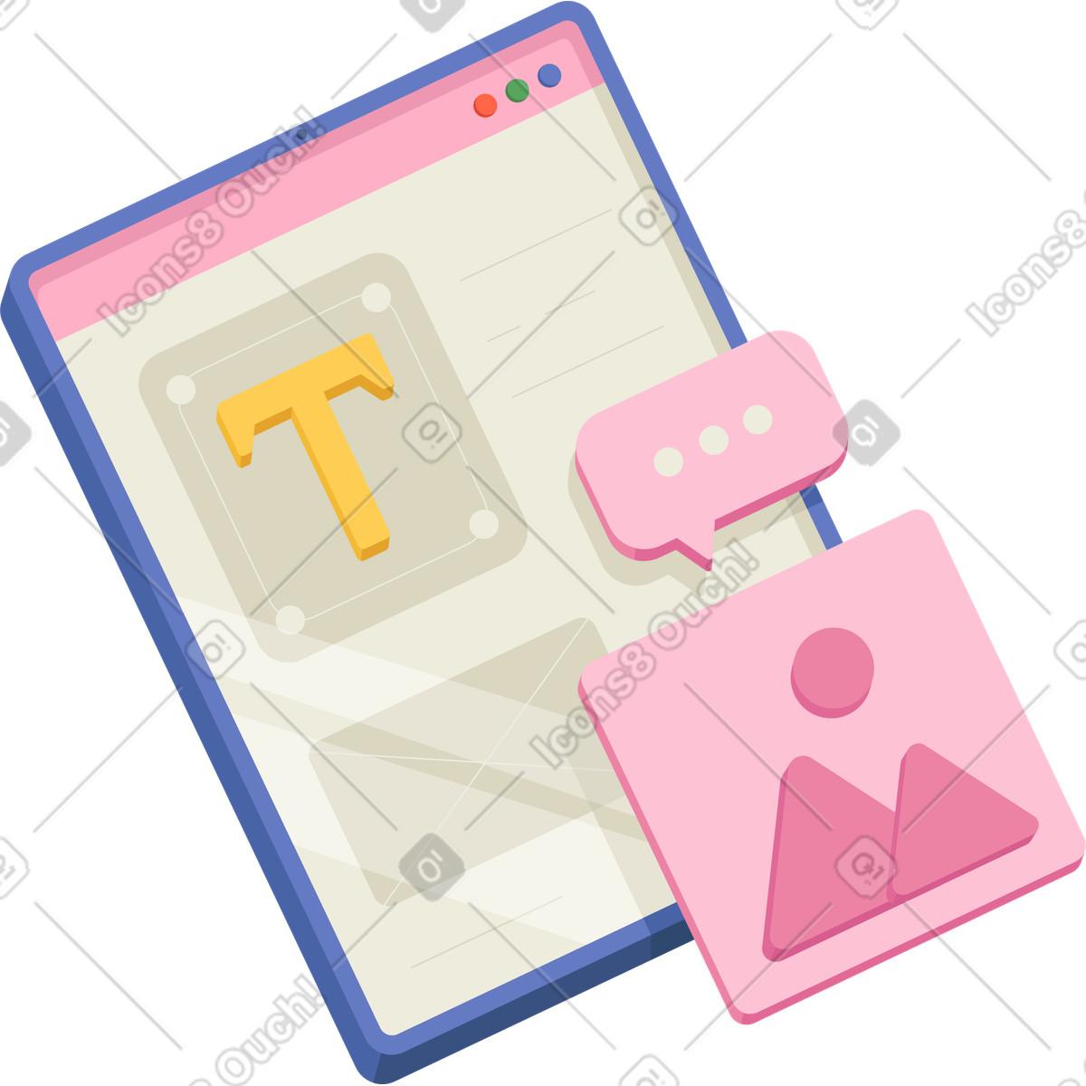 Ilustração de Tablet com elementos design site em no estilo Social para baixar em PNG, SVG