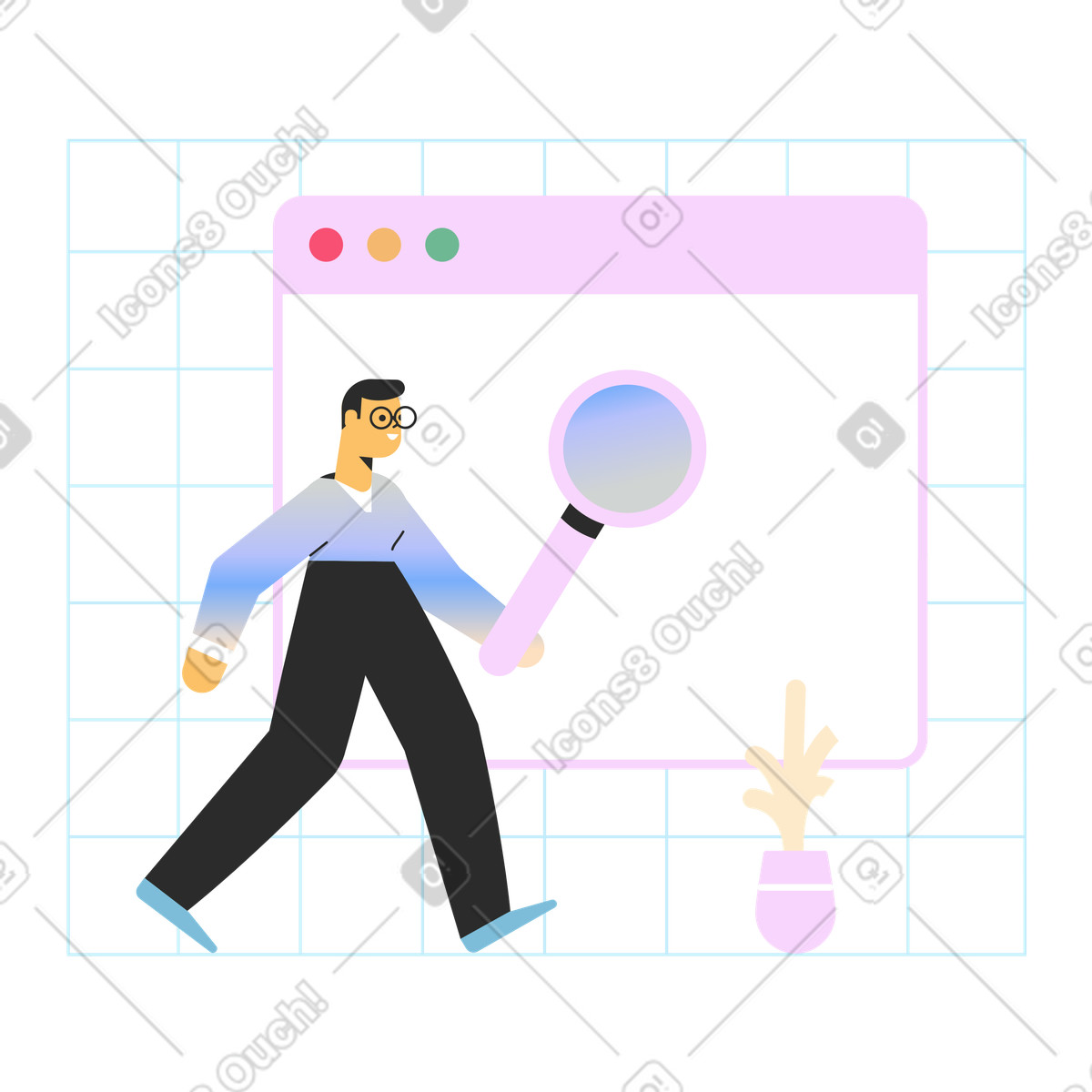 Web search illustration in PNG, SVG