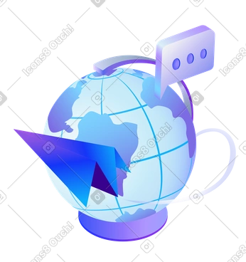Globo com avião de papel e balão de bate-papo, rede online internacional e mensagens globais PNG, SVG