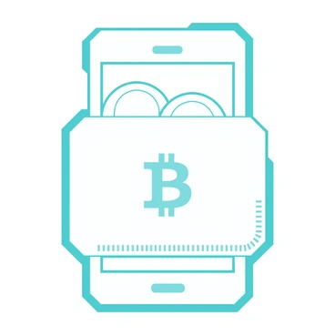 A digital wallet displayed on a smartphone screen with glowing bitcoins inside it.