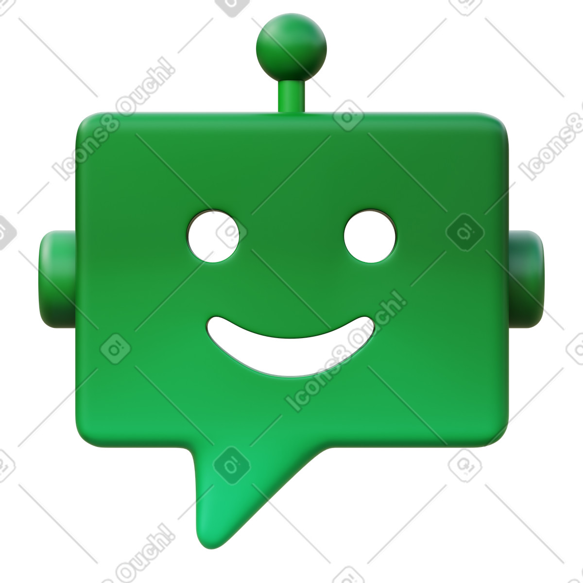 Green Message Bot illustration in 3D Fluency style download in PNG, SVG