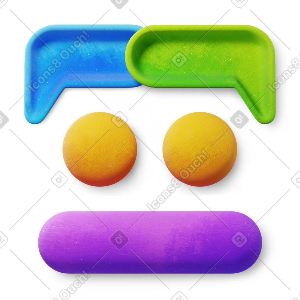 Ilustración Online discussion with colorful chat bubbles en estilo 3D Microsoft Fluent illustration a descargar en PNG y SVG