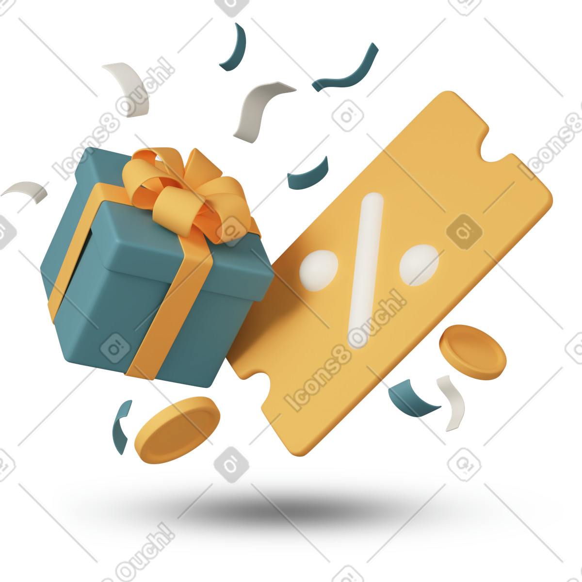 Coupon with gift box animierte Illustration im 3D Casual life-Stil als Download in GIF, Lottie (JSON), AE