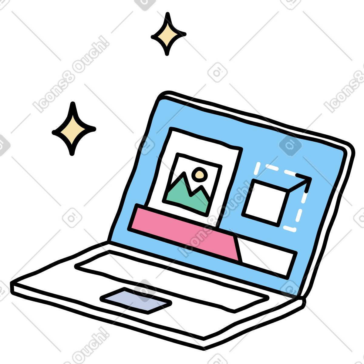 Improving image quality with AI illustration in Notes style download in PNG, SVG