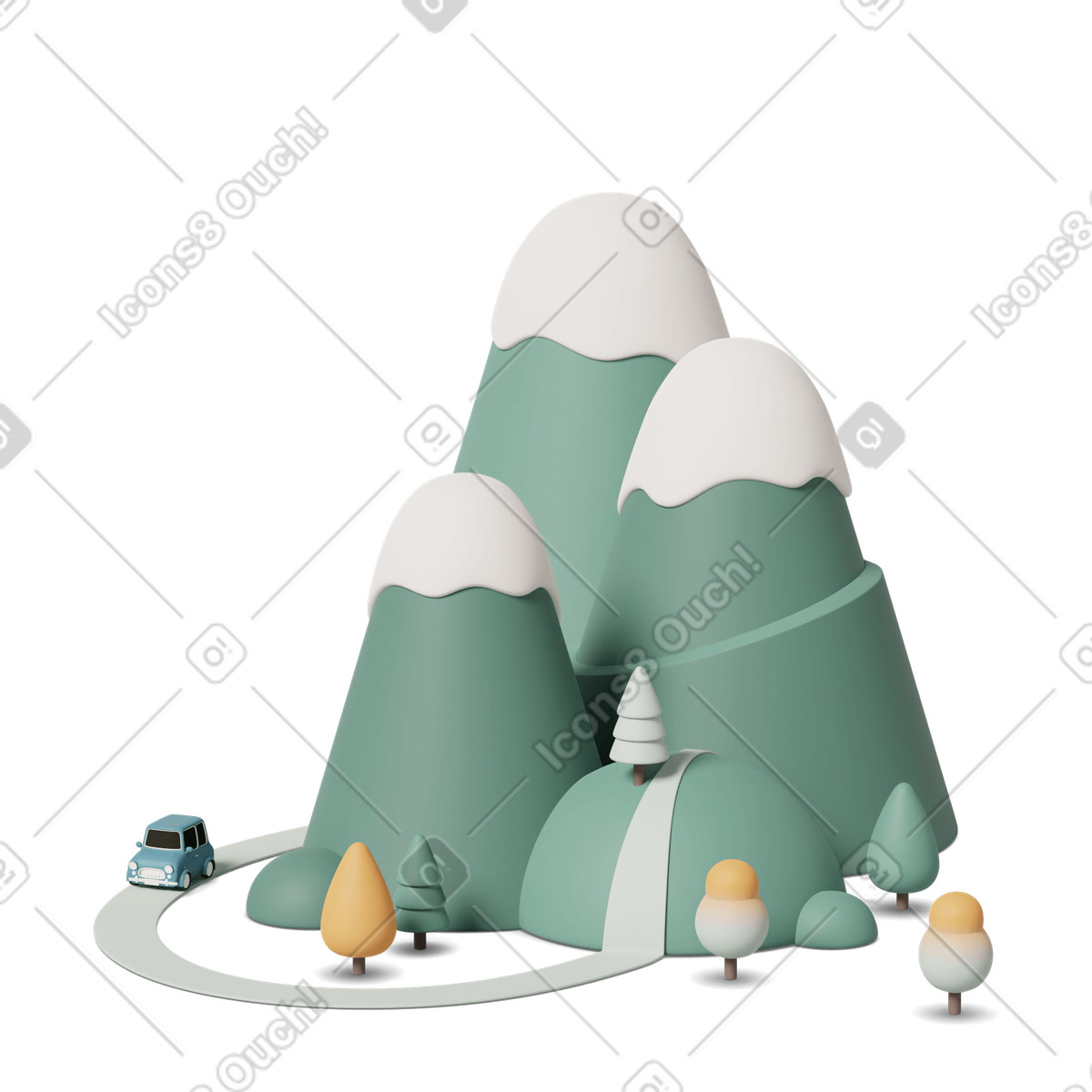 Trip to mountains illustration in 3D Casual life style download in PNG, SVG