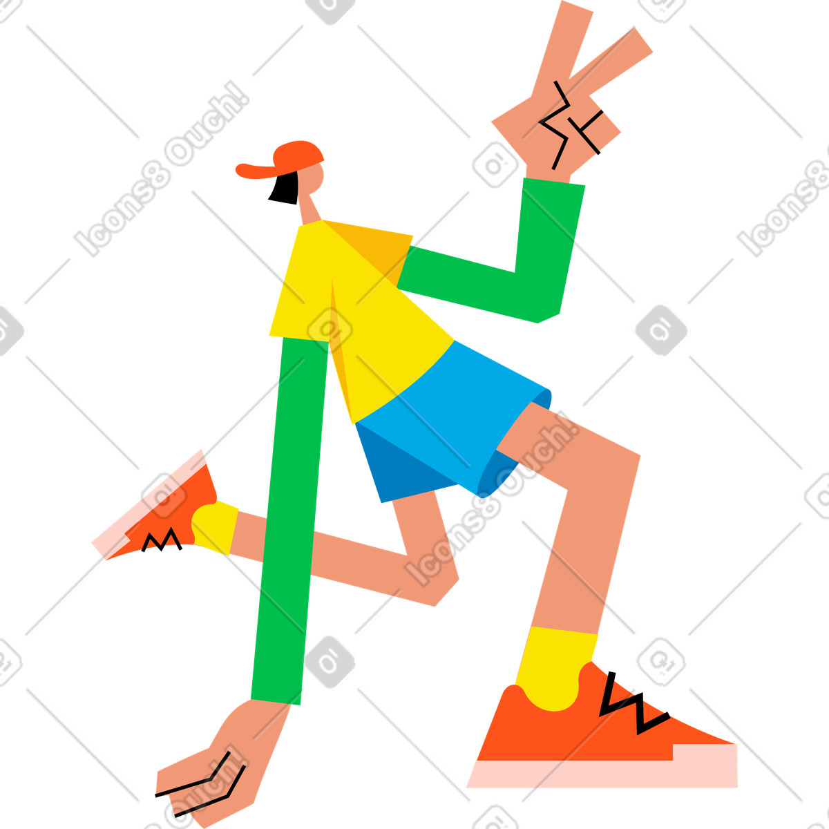 Ilustración Hombre caminando en estilo Warp a descargar en PNG y SVG