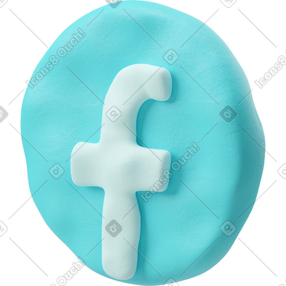 Ilustración Vista de tres cuartos un logo azul redondo facebook en estilo 3D Plastilina a descargar en PNG y SVG