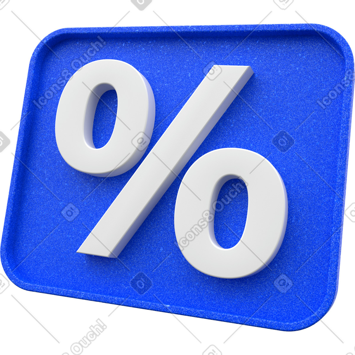 Percent sign in blue rectangle illustration 3D Enterprise style download PNG, SVG