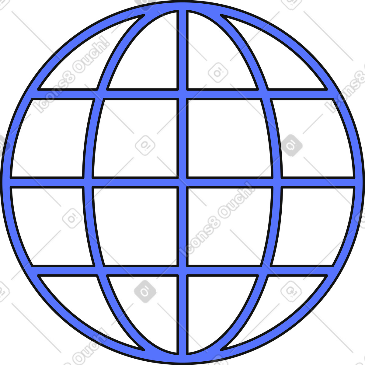 Globe wireframe grid symbol for worldwide web and global connectivity illustration in Main style download in PNG, SVG