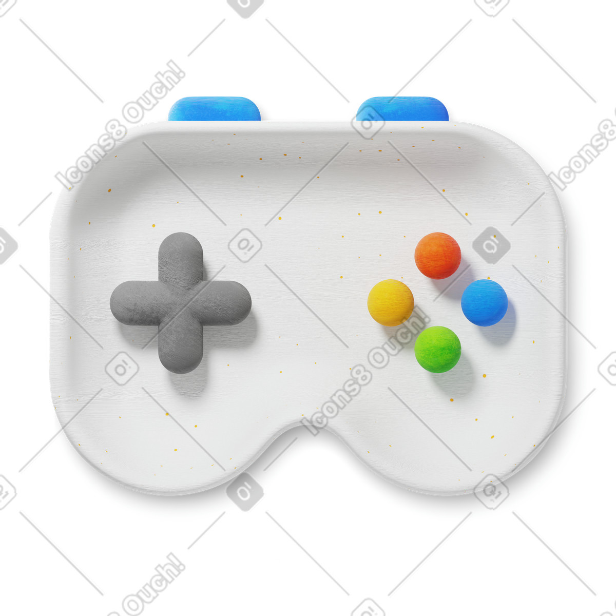 Video game controller with buttons top view illustration in 3D Microsoft Fluent style download in PNG, SVG
