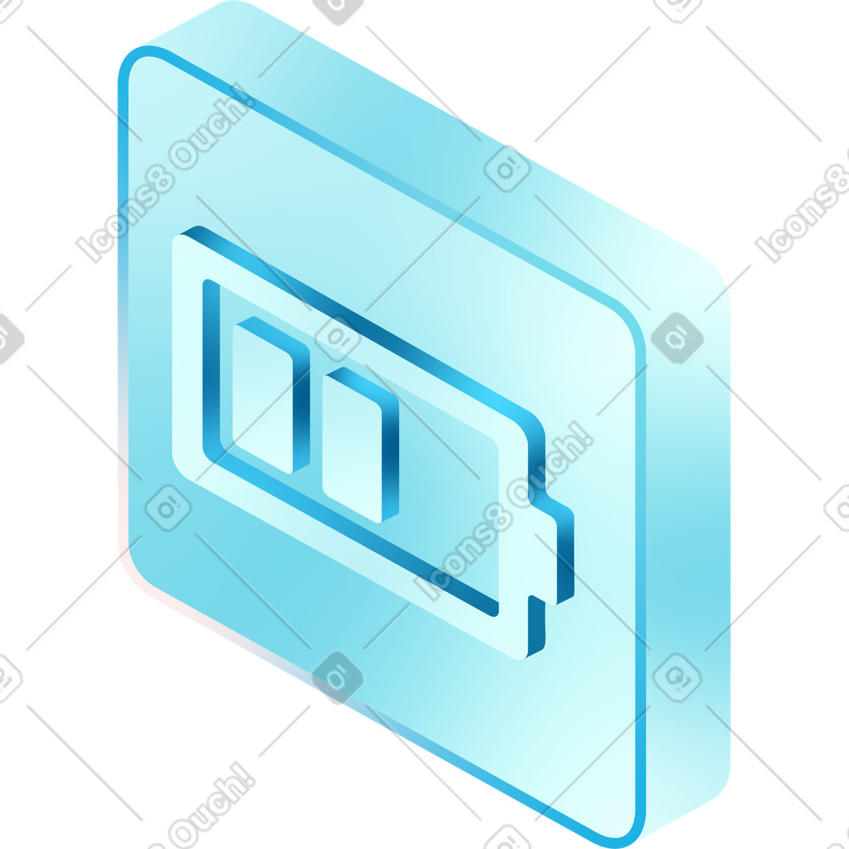 Isometric battery icon illustration in Glare style download in PNG, SVG