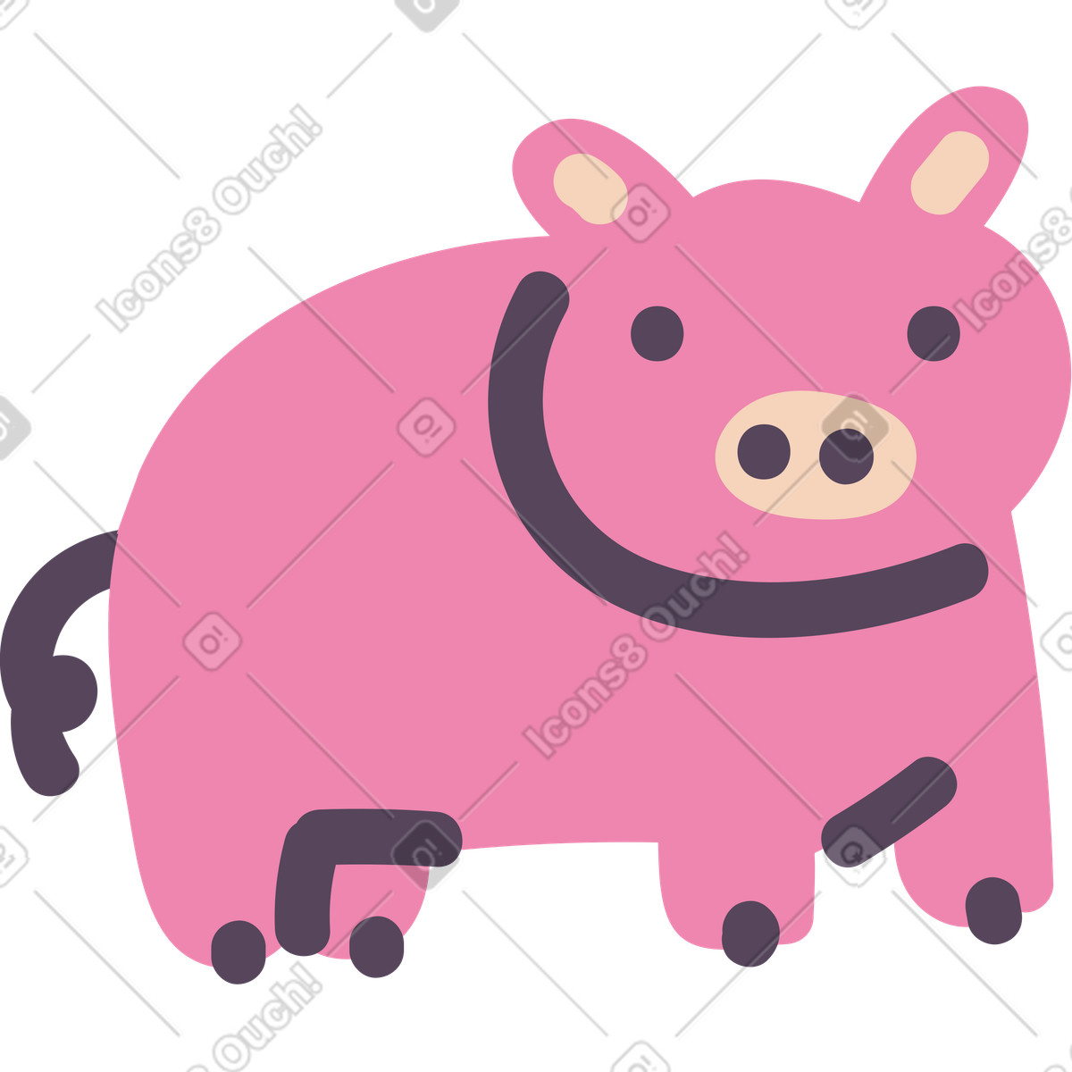 Ilustración Cerdo en estilo Pluto a descargar en PNG y SVG