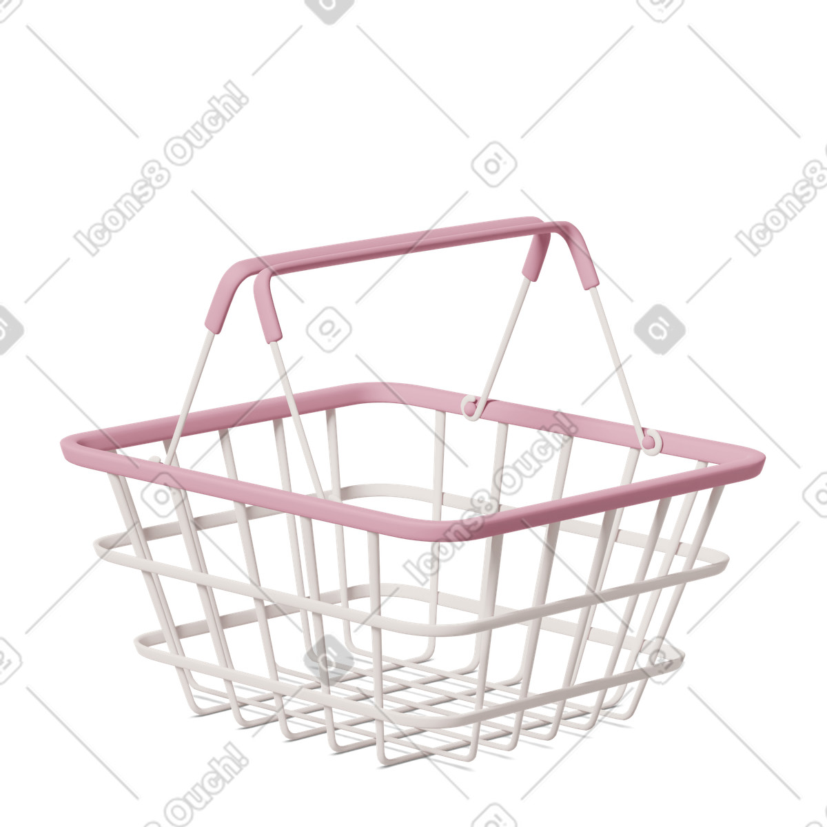 Metallic shopping basket-Illustration im 3D Casual life-Stil als Download in PNG, SVG
