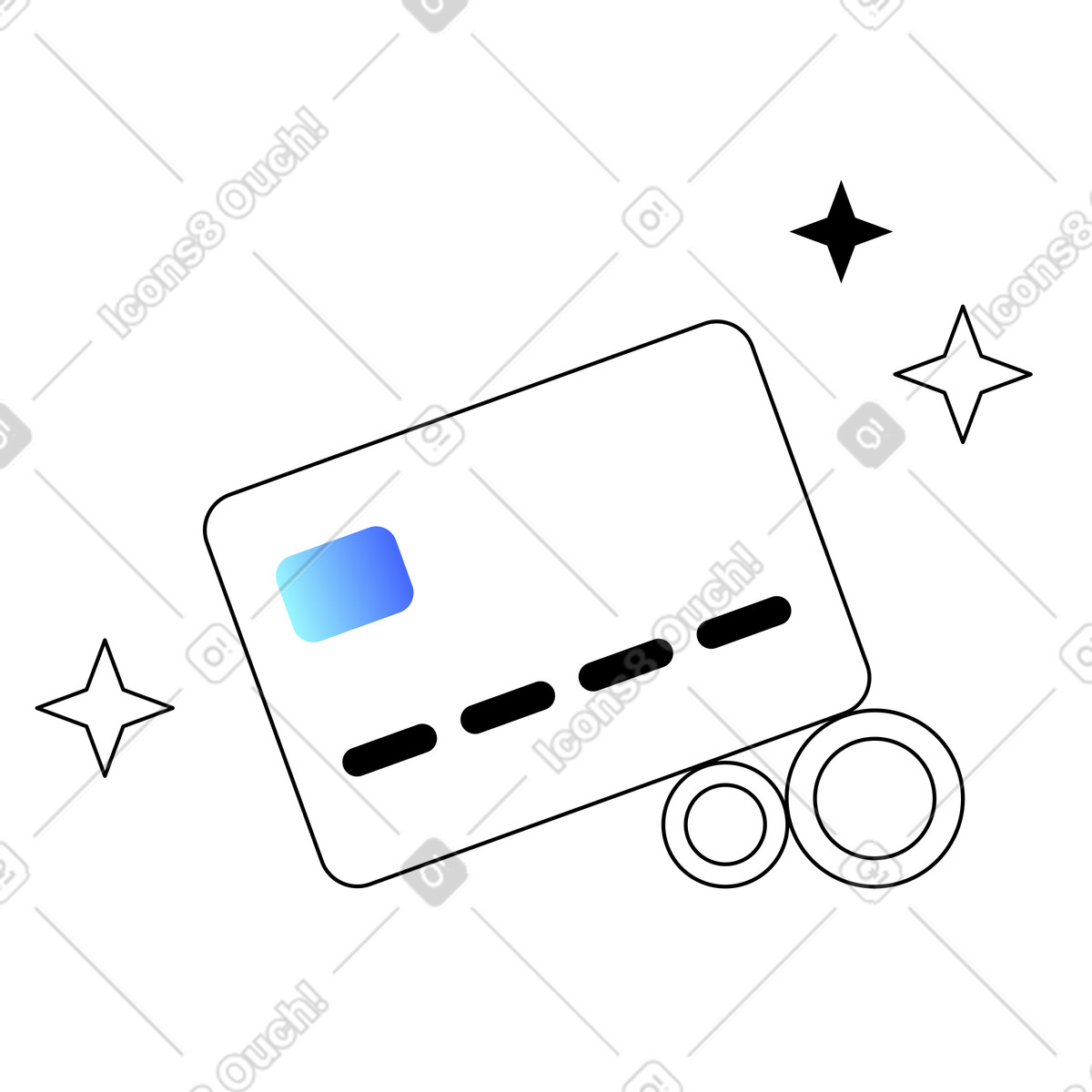 Ilustración Bank card next to coins, Online payment and finance management en estilo Azure a descargar en PNG y SVG
