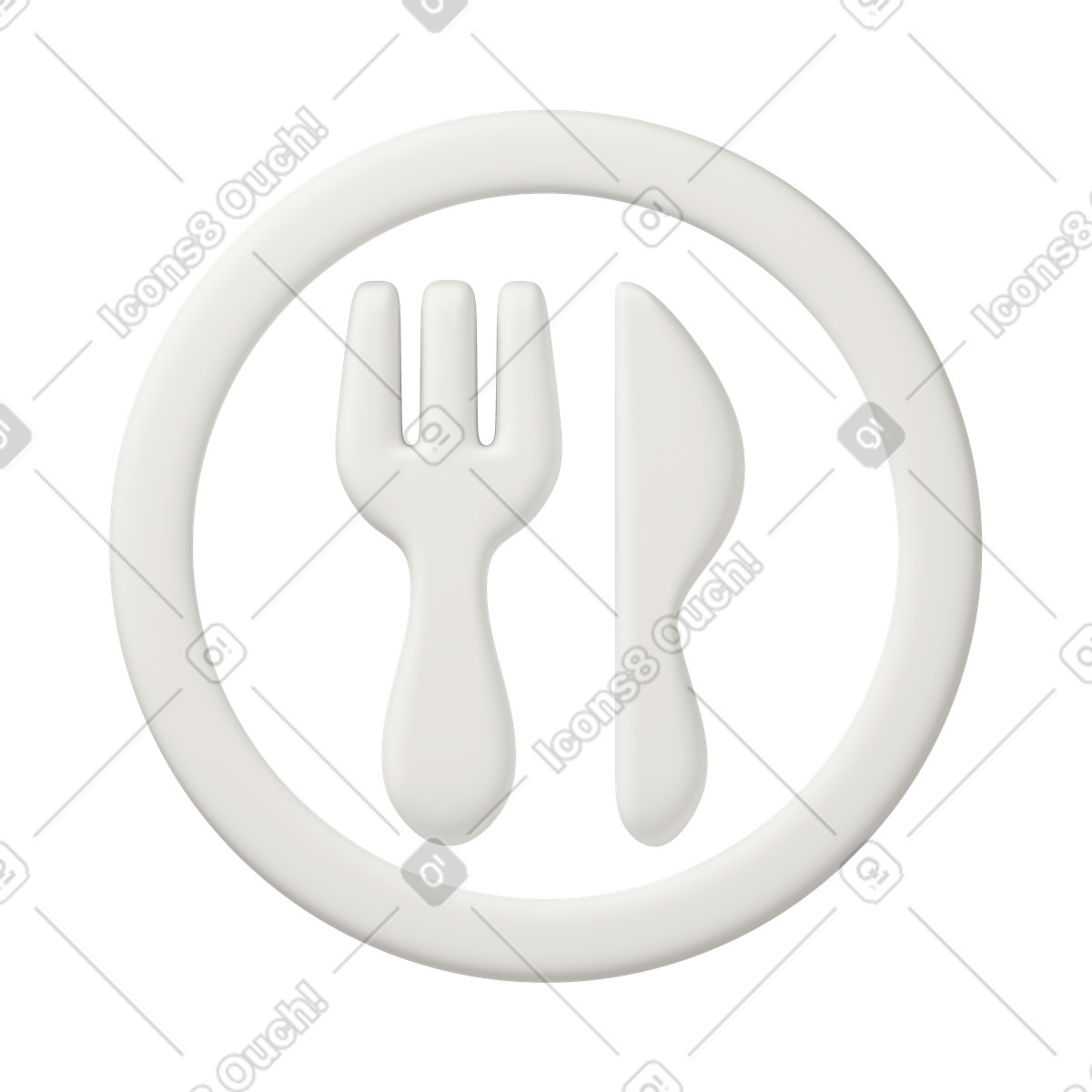 Ilustração de Plate and cutlery em no estilo 3D Casual life para baixar em PNG, SVG
