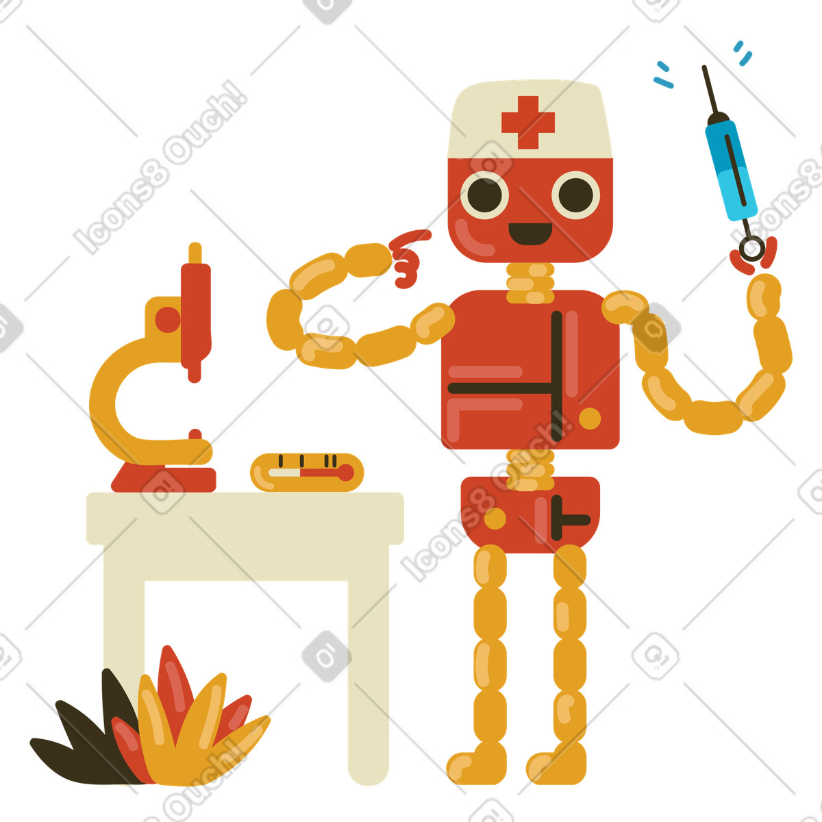 Medizinischer roboter-Illustration im Arabica-Stil als Download in PNG, SVG