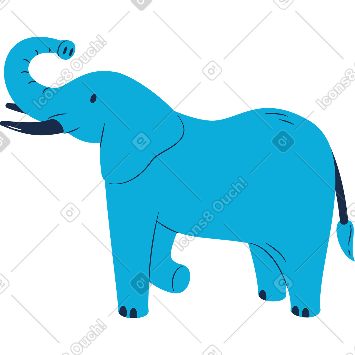 Illustration Éléphant debout dans le style Flame à télécharger aux formats PNG, SVG