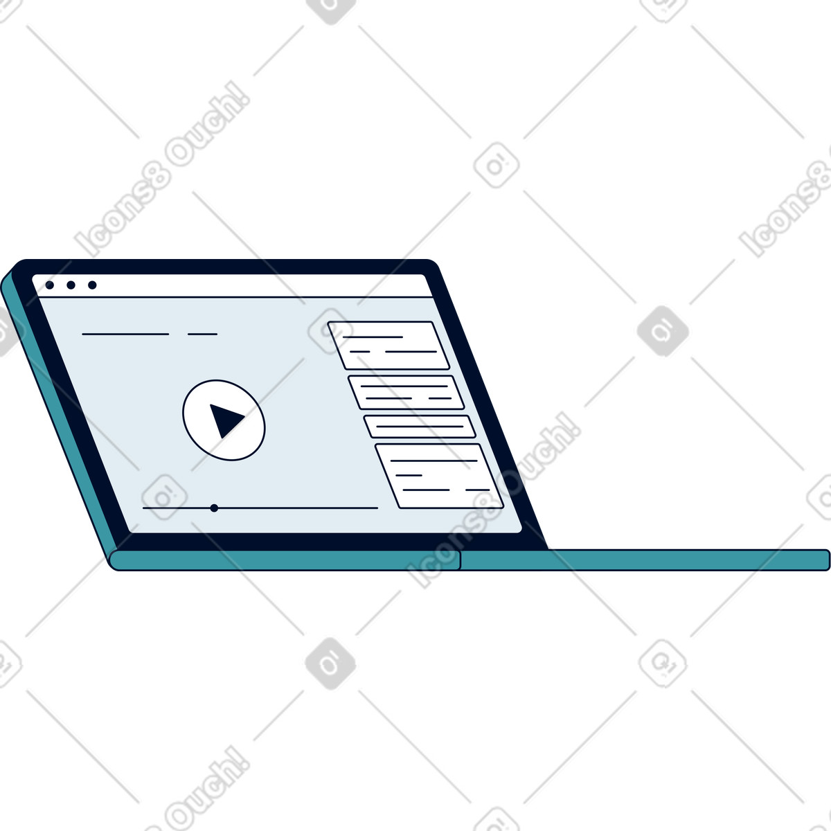 Illustration Ordinateur portable pour podcast dans le style Teal à télécharger aux formats PNG, SVG