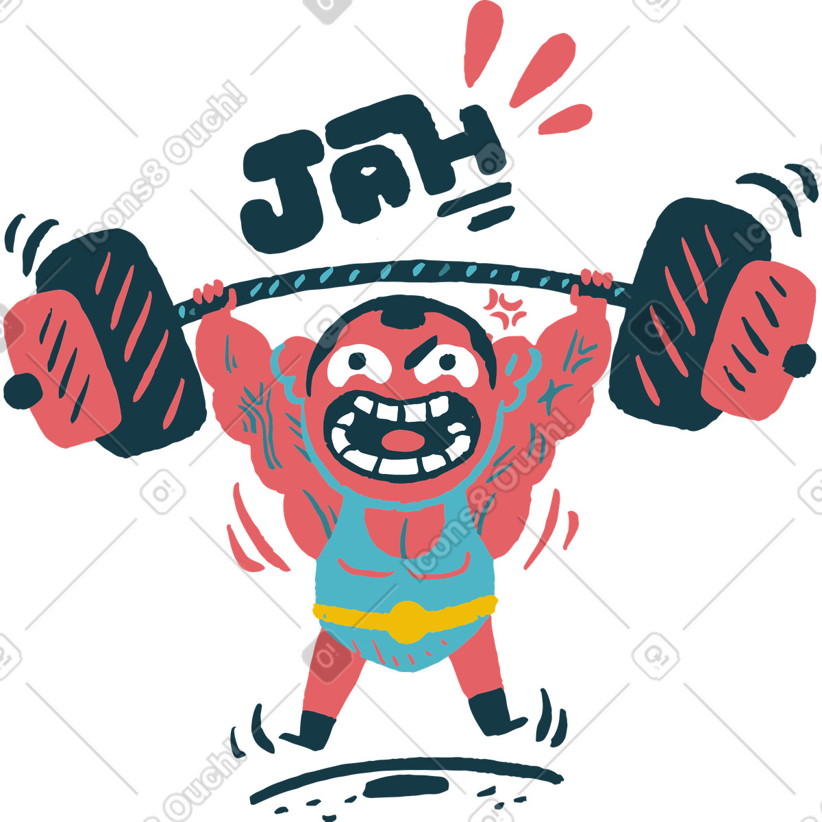 Muscular man lifting a barbell illustration in Flamenco style download in PNG, SVG