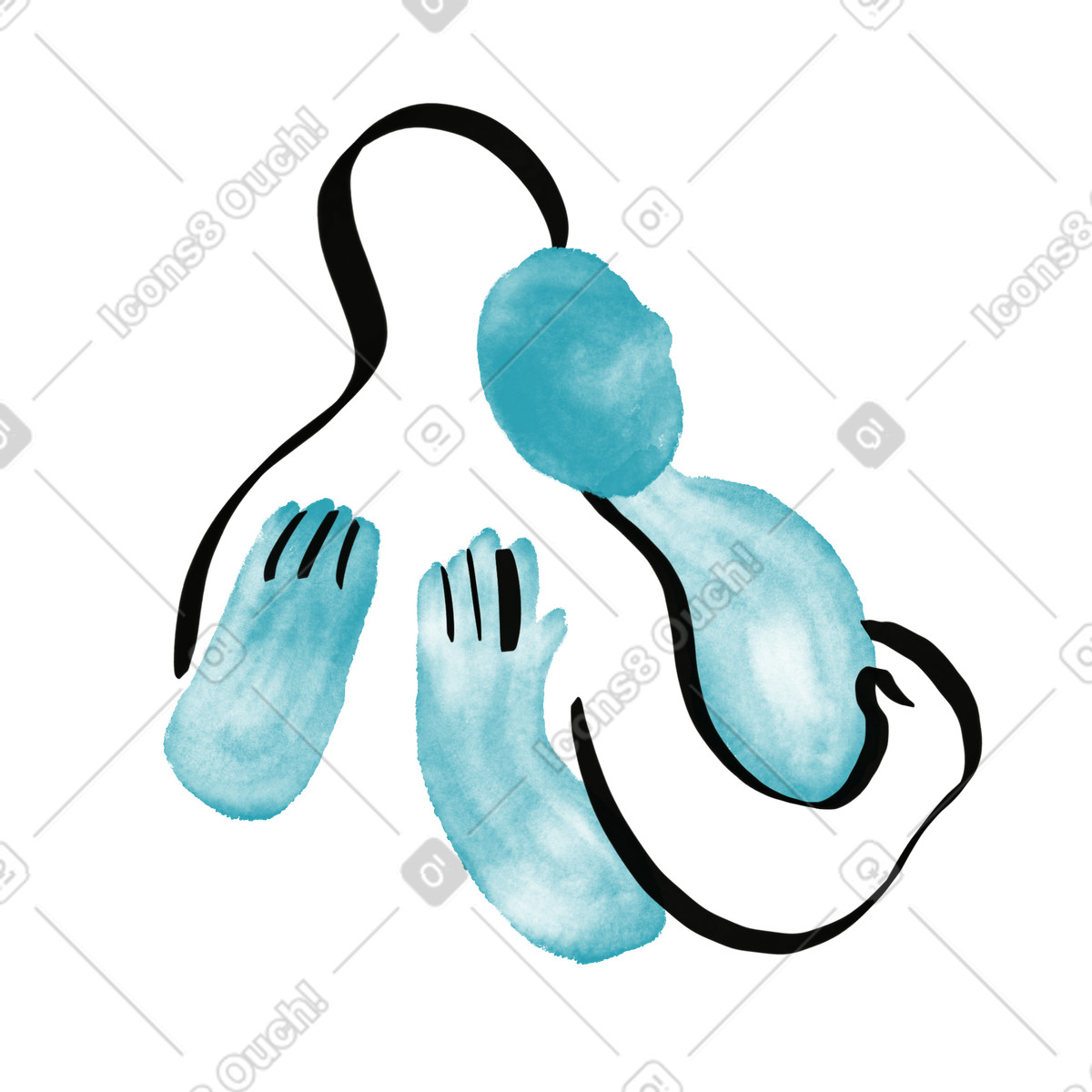 Comfort tender hug between simplified figures symbolizing emotional healing together illustrazione in stile Watercolor sketch scarica in PNG, SVG