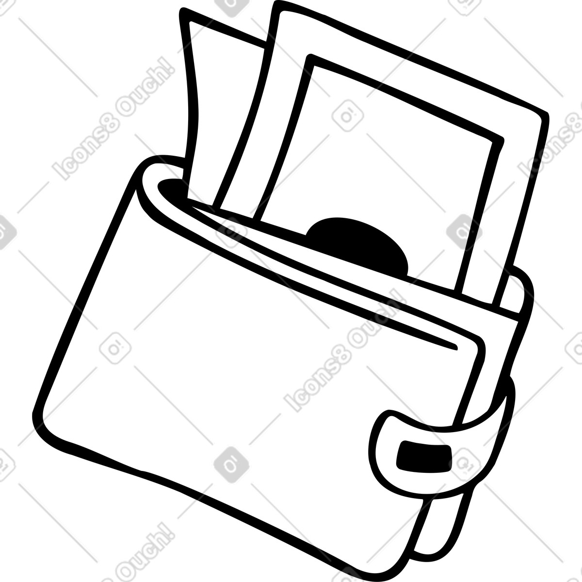 Wallet with bills illustration in Journal style download in PNG, SVG