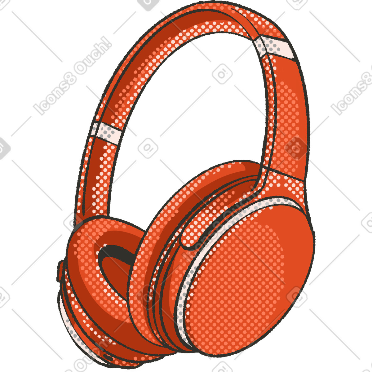 下载 Dots 风格的 Red headphones 插画，支持 PNG、SVG 格式