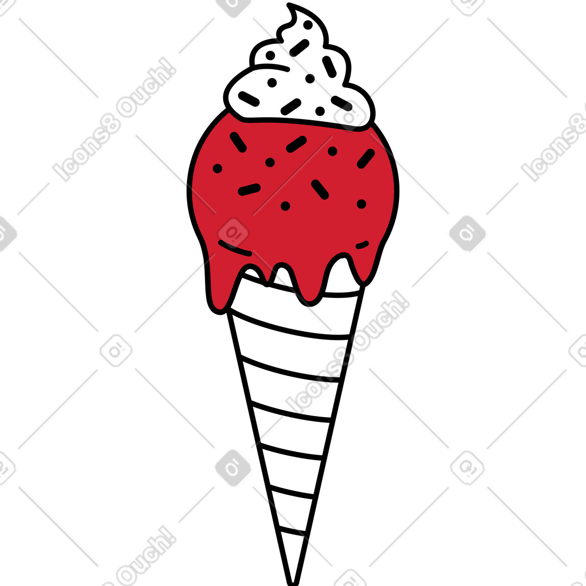 Ice cream cone illustration in Ruby style download in PNG, SVG