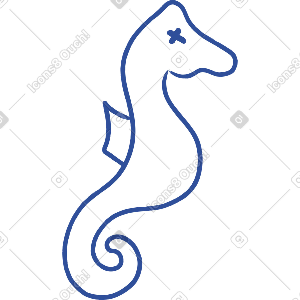 Seepferdchen-Illustration im Lime-Stil als Download in PNG, SVG