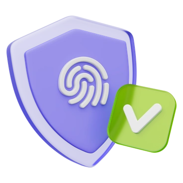 A shield with a fingerprint and checkmark - 3D Playful style illustration