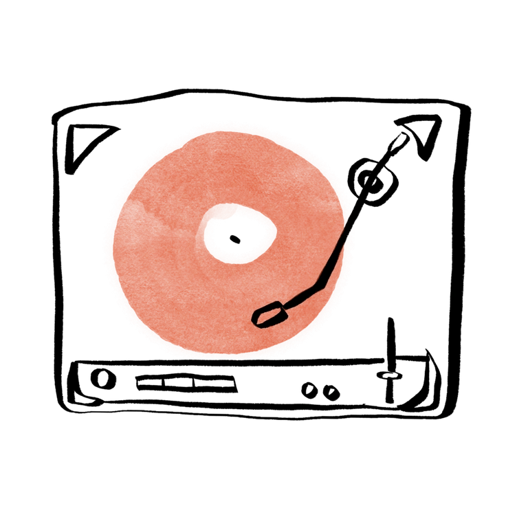 An orange donut with a black line - Hand-drawn animation style illustration