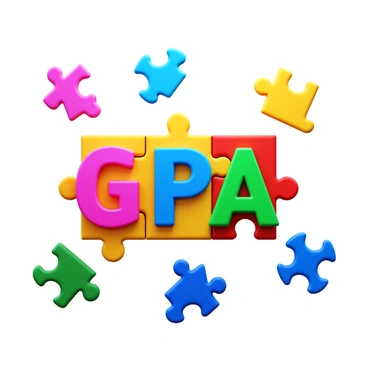 A jigsaw puzzle with several pieces scattered around. The pieces are brightly colored and feature interlocking shapes. In the center, the assembled pieces form the letters "GPA" in bold. Each letter is distinct and prominently displayed, showcasing a vibrant mix of colors that add visual interest. The texture of the puzzle pieces is visible, highlighting the typical cardboard finish.