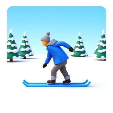 A person in a winter jacket and warm pants is planking on a snow-covered field. The person is wearing a knitted hat and gloves, and their breath is visible in the cold air. The snow is fresh and fluffy, creating a soft, white blanket across the ground. In the background, there are snow-dusted trees and a clear blue sky overhead. The scene is bright and crisp, emphasizing the winter atmosphere.