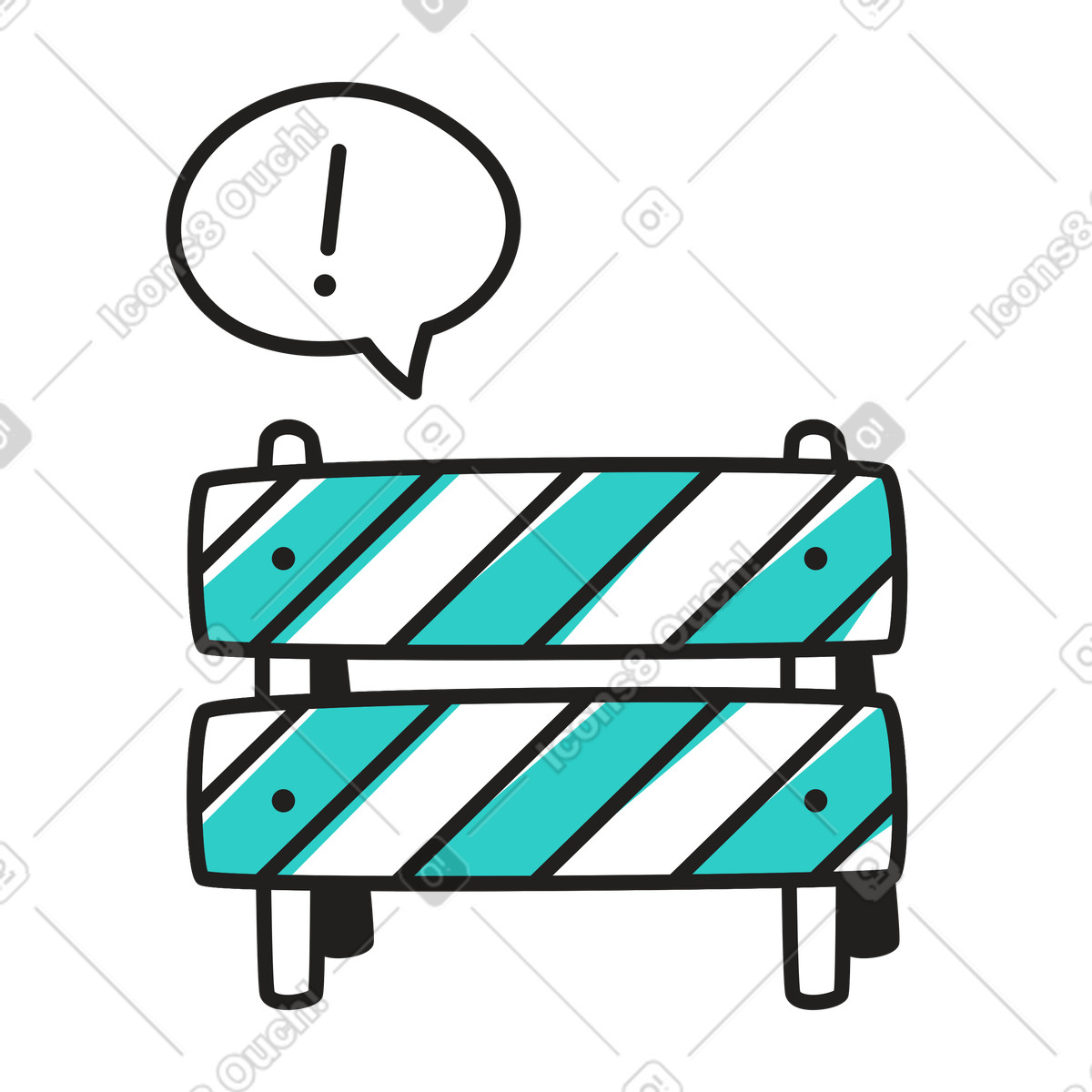Illustration Page en construction bloquée dans le style Little à télécharger aux formats PNG, SVG