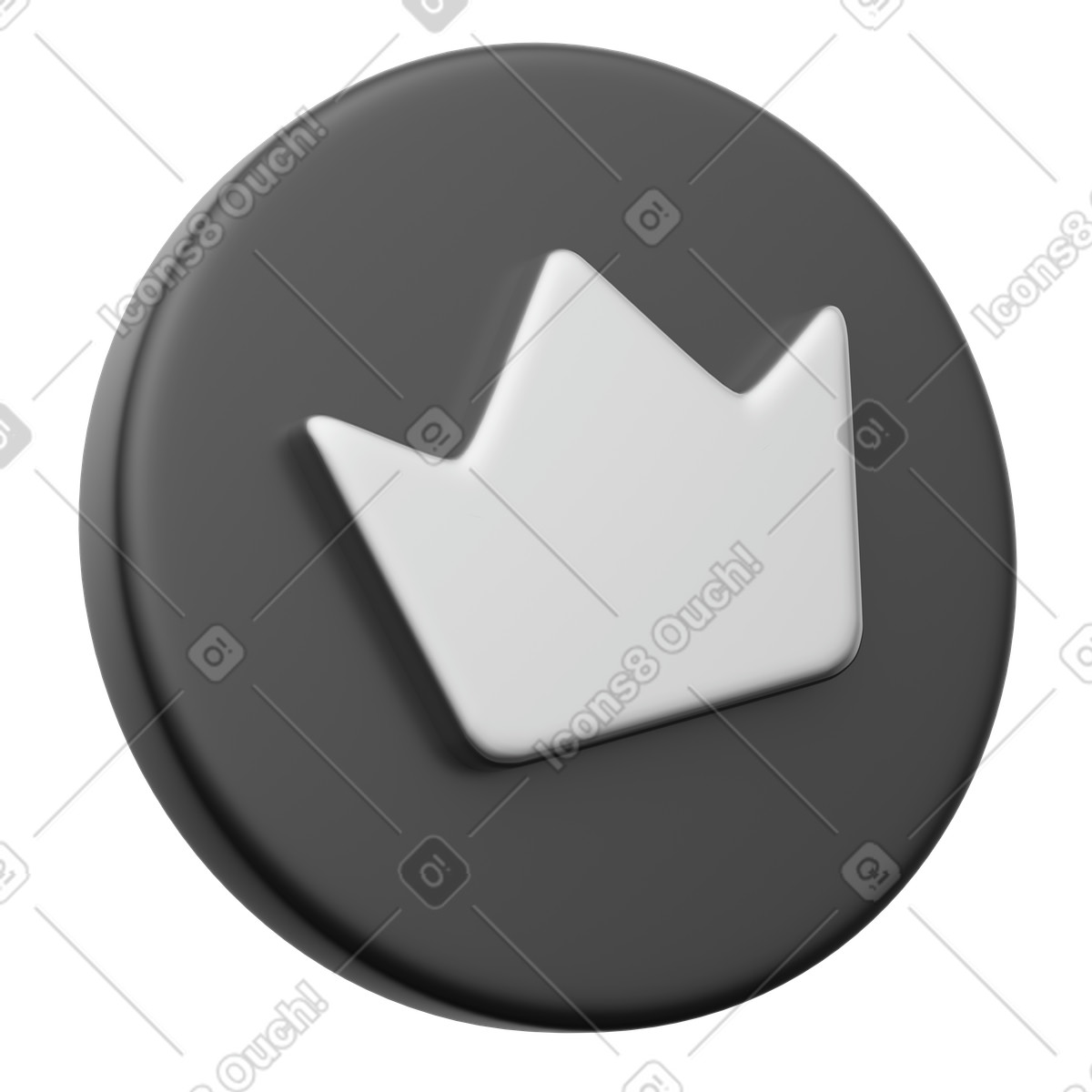 Royal crown symbol for membership level status illustration in 3D Playful style download in PNG, SVG