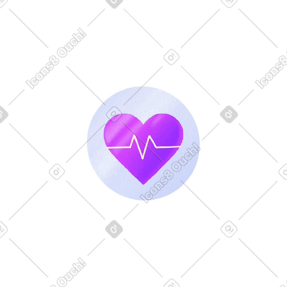 Icon with heart and pulse illustration clipart image in PNG, SVG, GIF