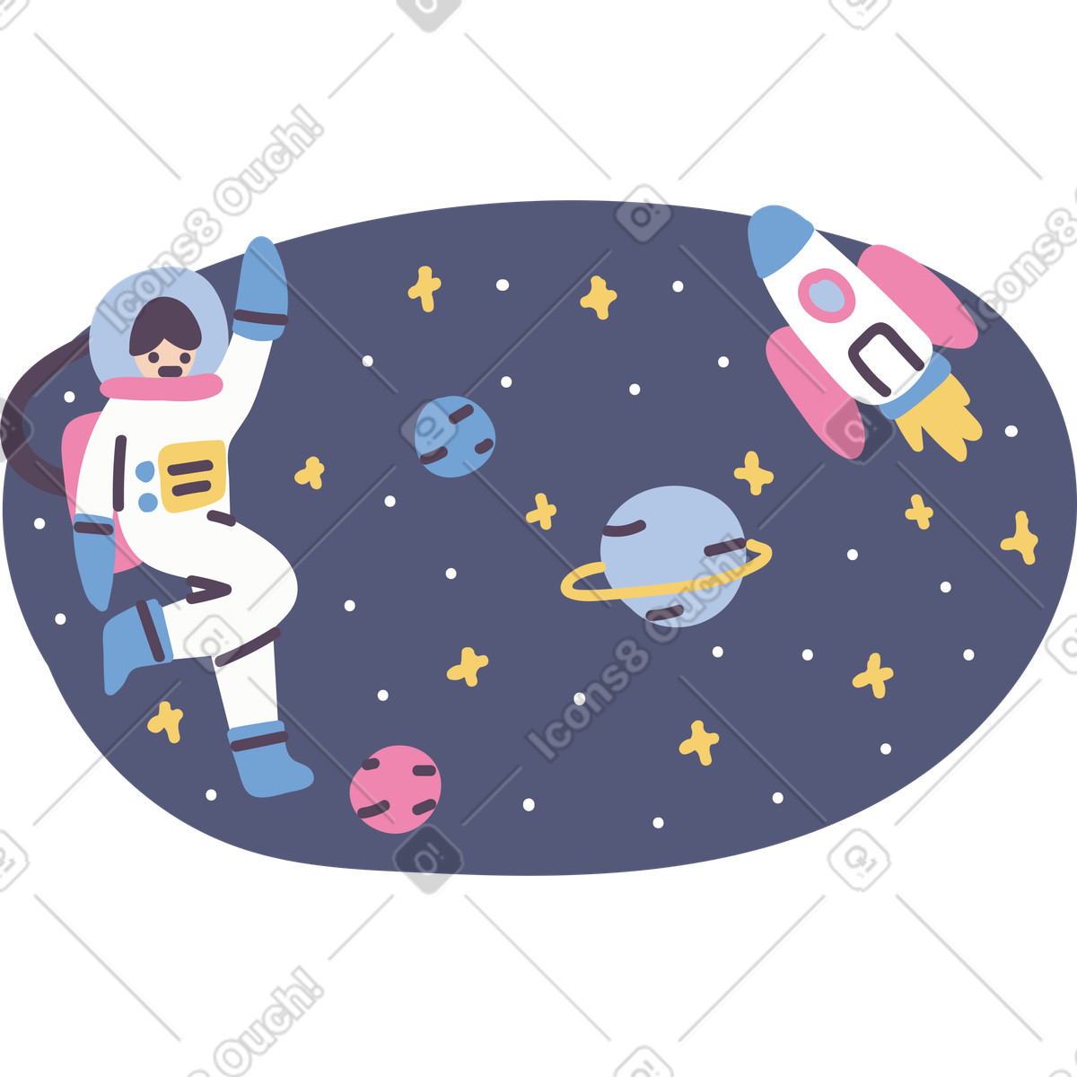 Astronaut floating in space, Space exploration and adventure illustration in Pluto style download in PNG, SVG