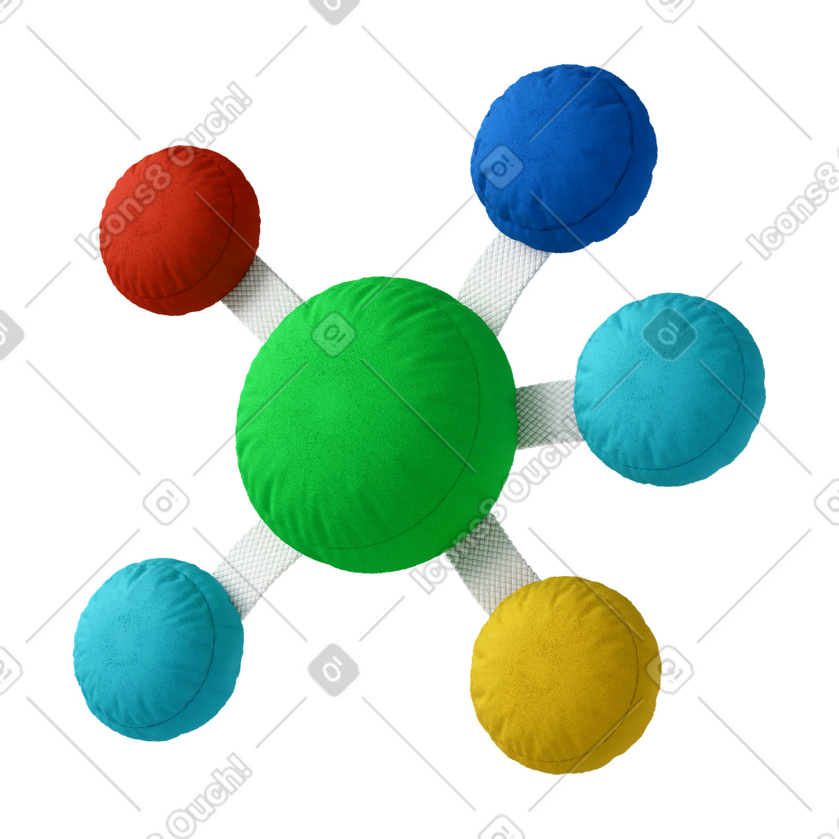 Ilustración Multicoloured mind map en estilo 3D Plush icons a descargar en PNG y SVG